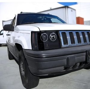 Glossy Black Smoke Lens Projector Headlights W/ Dual Halo Rings.H1/H3 Light Bulb